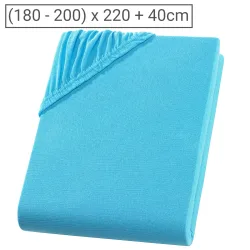 Wasser-/Boxspringbett Superb Qualitäts-Jersey Fixleintuch, türkis, 200 x 220 cm
