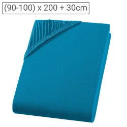 Einzelbett Qualitäts-Jersey Fixleintuch, 100% Baumwolle, petrol, 90 x 200 cm