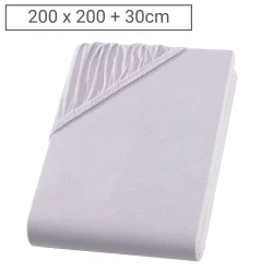 Übergrösse Qualitäts-Jersey Fixleintuch, 100% Baumwolle, silber, 200 x 200 cm