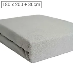 Übergrösse Luxus Frottee Fixleintuch, 80% Baumwolle, 20% Mikrofaser, silber, 180 x 200 cm