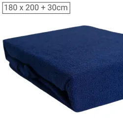 Übergrösse Luxus Frottee Fixleintuch, 80% Baumwolle, 20% Mikrofaser, marine, 180 x 200 cm