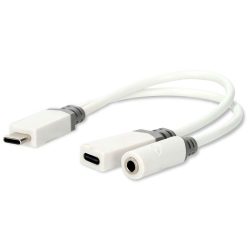 Nedis - USB-C™ Adapter | USB 2.0 | USB-C™ Stecker | USB-C™ Buchse / 3,5 mm Buchse | 0,10 m | Rund | Vergoldet | PVC | Weiß | Box, One Size