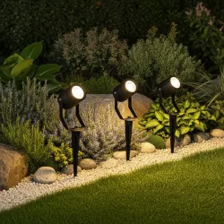 3er-Set SmartLife Gartenstrahler, Wifi Gartenleuchte mit Erdspiess, RGB, IP65, App, 3x 3 W