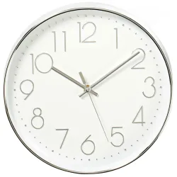 Nedis - Wanduhr | Durchmesser: 300 mm | Kunststoff | Silber / Weiß, One Size, Weiss