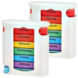 2er-Set Medikamenten-Boxen, 7 Tage, bunt, je 4 Fächer