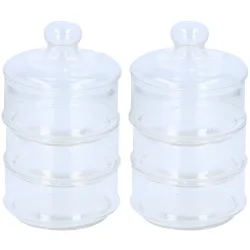 2er-Set Glasbehälter mit drei Ebenen, inkl. Deckel, 12cm Ø, 23 cm hoch