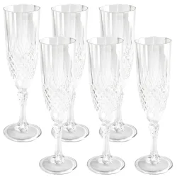 Champagnergläser aus Kunststoff mit Kristalleffekt, 6 Stück