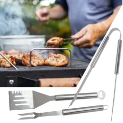 Grillbesteck aus Edelstahl, 3-teilig
