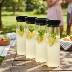 4er-Set Glaskaraffe aus Borosilikatglas, 1L