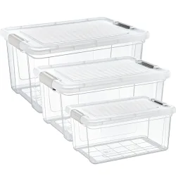 3er-Set Vorratsboxen 9-30L, transparent