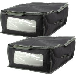 2er-Set Unterbettkommode mit Sichtfenster & Handgriff, 50 x 38 x 20cm, grau