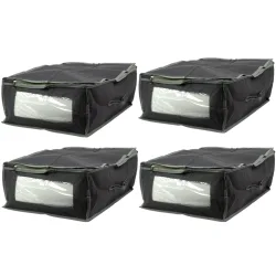 4er-Set Unterbettkommode mit Sichtfenster & Handgriff, 50 x 38 x 20cm, grau