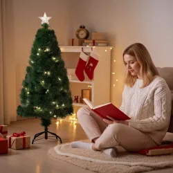 Weihnachtsbaum in Naturfaseroptik mit 90 LEDs warmweiss & LED Sternspitze, H 90 cm