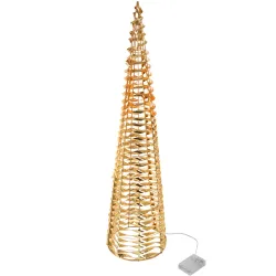 Weihnachts-Lichtpyramide mit Micro LEDs und Timer, gold, H 80 cm