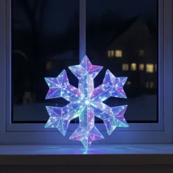 Schneeflocke im Regenbogen-Design mit 30 LEDs, kaltweiss, 27 cm