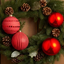 Weihnachtskugeln, 4 Stk., rot, Ø 15 cm, 3 verschiedene Designs