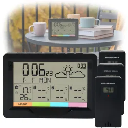 Professionelle Funk-Wetterstation mit XL-Display und 3 Funksensoren, Funkwecker