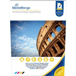 MediaRange Fotopapier A4, für Tintenstrahldrucker, hochglänzend, 100 Blatt a 135 g