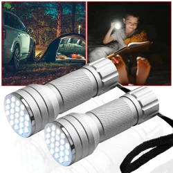 2er-Set LED-Taschenlampe mit Alu-Gehäuse und 21 LEDs