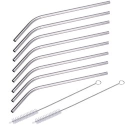 2er-Set Edelstahl-Trinkhalme mit Reinigungsbürste, 8er Set, 21,5 cm