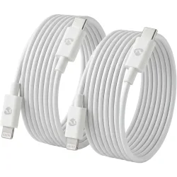 2er-Set iPhone Ladekabel, Lightning, Kabel, USB-C, MFi Zertifiziert, 2 m, weiss