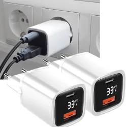 2er-Set USB-Ladegerät, Dual Port, für USB-C und USB-A, 33 Watt, 0,7 A