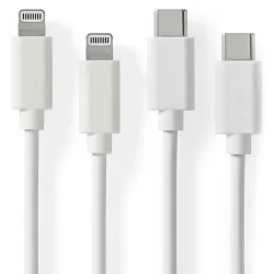 2er-Set iPhone Ladekabel, Lighting Kabel, USB-C, MFi Zertifiziert, 1 m, weiss