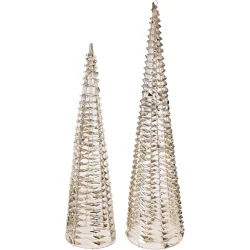 2er-Set Weihnachts-Lichtpyramide mit Micro LEDs und Timer, gold, H 80/60 cm