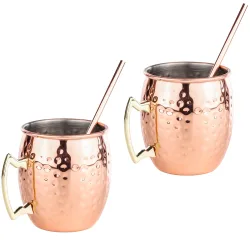 FS-STAR, Unsere Neuheiten, FS-STAR Mule Becher 2er Set inkl. 2 Trinkhalmen, Produkte & Wohnen