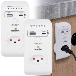 2er-Set Steckdose mit 2x USB-Ladeport, 3.1 A, Timer, Überspannungsschutz, Swiss-Edition