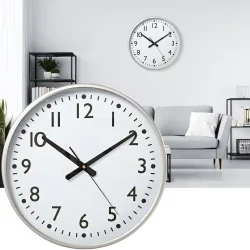 Moderne Wanduhr mit Präzisions-Quarzuhrwerk, 38 cm, silber-weiss