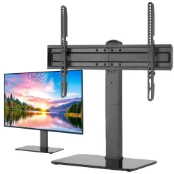 TV-Ständer für 37-70 Zoll-Fernseher, schwenkbar, drehbar, Standfuss aus Glas