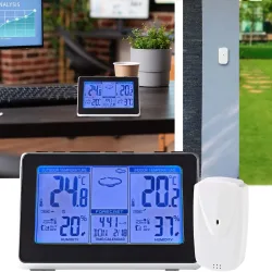 Funk Wetterstation für den Innen- & Aussenbereich mit Aussensensor, Zeitdisplay und Wecker