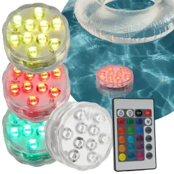 4er-Set Multicolor-LED-Unterwasserleuchten mit Fernbedienung, IP68