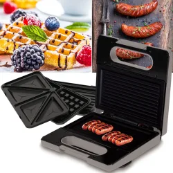 3in1 Sandwichmaker, Waffeleisen & Tischgrill, 780 W, taupe