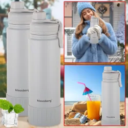 2er-Set Doppelwandiger Thermobecher, 720ml, beige