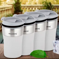 4er-Set Doppelwandiger Thermobecher, 280ml, beige