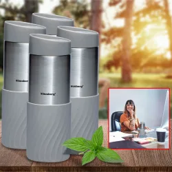 4er-Set Doppelwandiger Thermobecher, 420ml, grau