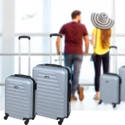 Trolley-Set, Hartschalenkoffer-Set, 2-tlg, hellgrau