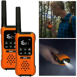 Outdoor-Funkgeräte, 2er-Set, IPX7, Taschenlampe, bis 10 km