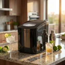 Eiswürfelmaschine, 150 Watt, 1, 7 L, Eiswürfelbereiter, schwarz