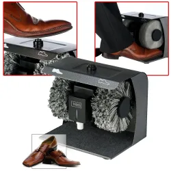 Schuhputzmaschine mit zwei Bürsten, Schuhcremespender, 90 Watt