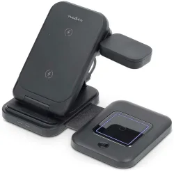 3-in-1 Ladegerät kabellos, mit LED-Anzeige, USB-A/USB-C, 15 Watt
