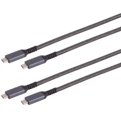 2er-Set Daten- & Schnellladekabel USB-C auf USB-C, schwarz/weiss, 2 m, textil