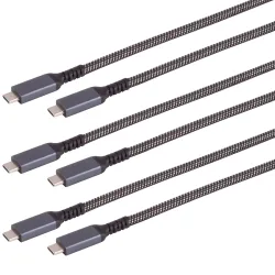 3er-Set Daten- & Schnellladekabel USB-C auf USB-C, schwarz/weiss, 2 m, textil