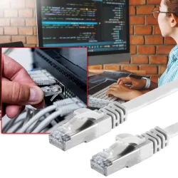 2er-Set Netzwerkkabel Cat 7, Flachkabel, 2x RJ45 Stecker, weiss, 15 m