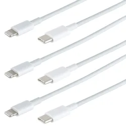 3er-Set Schnellladekabel USB-C auf Lightning, PD, weiss, 1 m