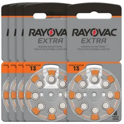 5er-Set Hörgeräte Batterien Typ 13, orange, Zn/Luft 1,45 Volt 290 mAh, 40er-Pack