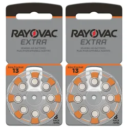 2er-Set Hörgeräte Batterien Typ 13,orange, Zn/Luft 1,45 Volt 290 mAh, 16er-Pack