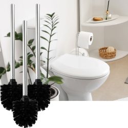3er-Set Toilettenbürste, schwarz-silber, Ø 8 x H 35 cm